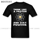 Футболка мужская с надписью Science, футболка с надписью Думай как Протон и оставайся положительным парням, в стиле хип-хоп