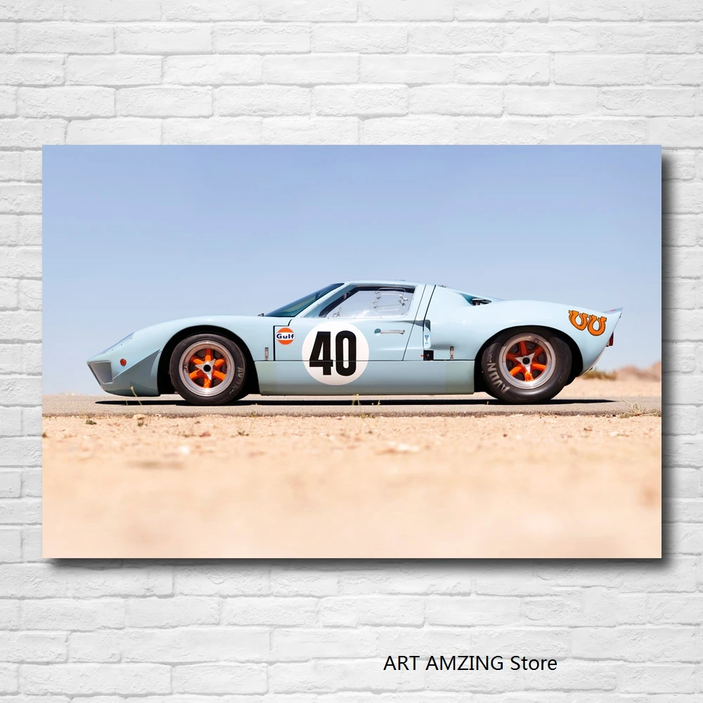 Плакат на холсте с HD печатью для дома Форд залива GT40 Le Mans Декор автомобиля крутая