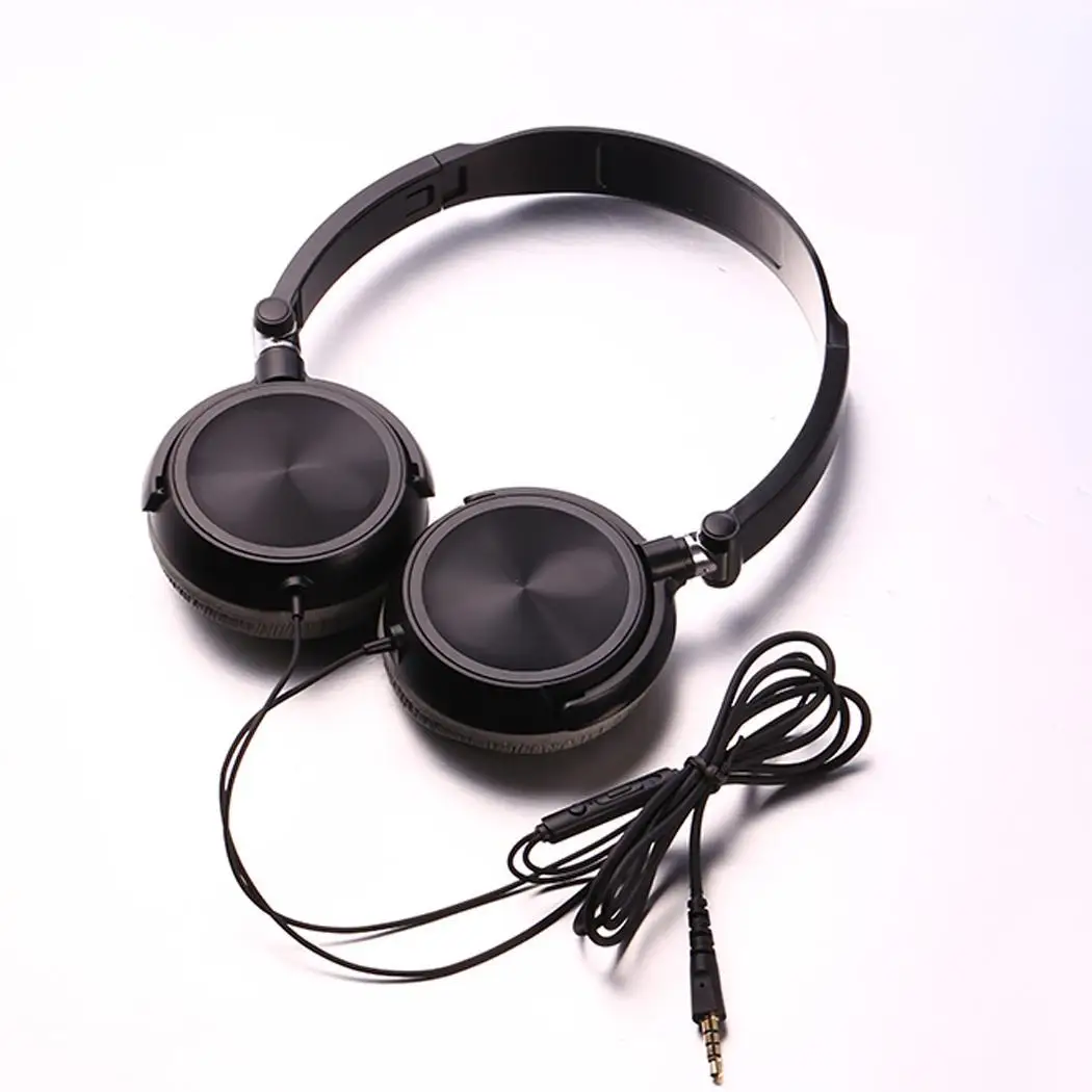 Black With Mic Компьютерные наушники, проводные портативные наушники, гарнитура для телефона, басы, шумоподавление, складная с микрофоном для ios Android - Цвет: Black With Mic