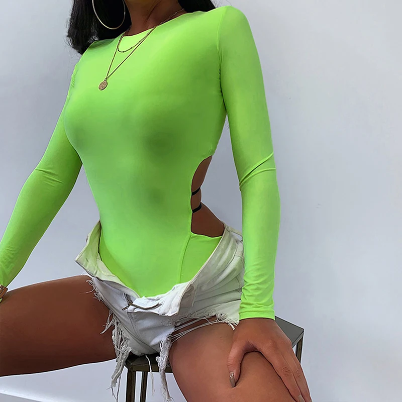 

Womens Sexy Bodysuit Fashion O-neck Stretch Leotard Tops Jumpsuit Sheath Casual Slim Solid Color Long Sleeve Bodysuit Skinny