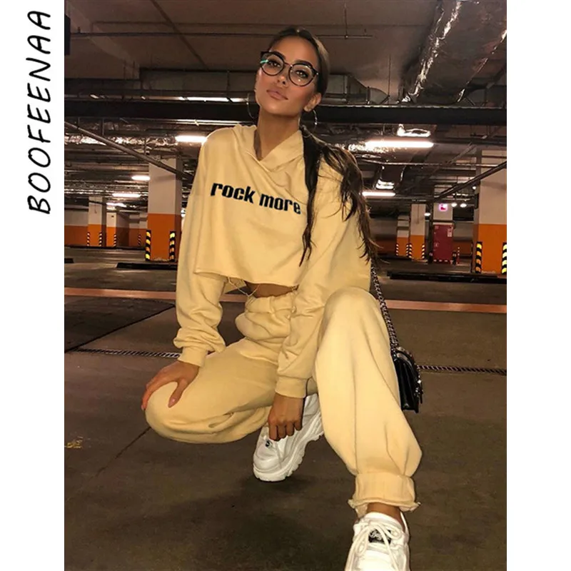 BOOFEENAA спортивный костюм в стиле хип хоп комплект из двух предметов Топ и штаны