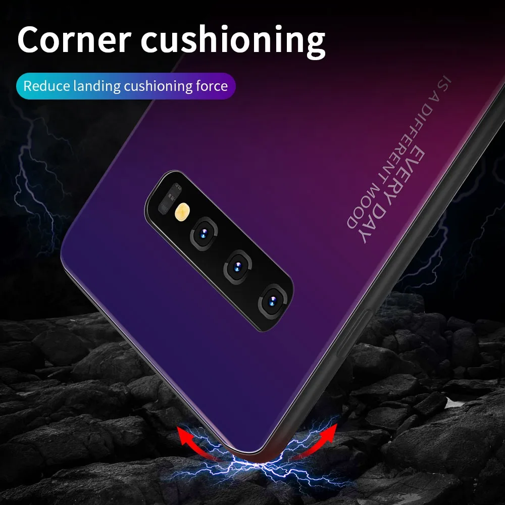 Градиентный чехол Floveme для Samsung A50 с закаленным стеклом Note 8 9 10 Plus S10 S10E S8 S9