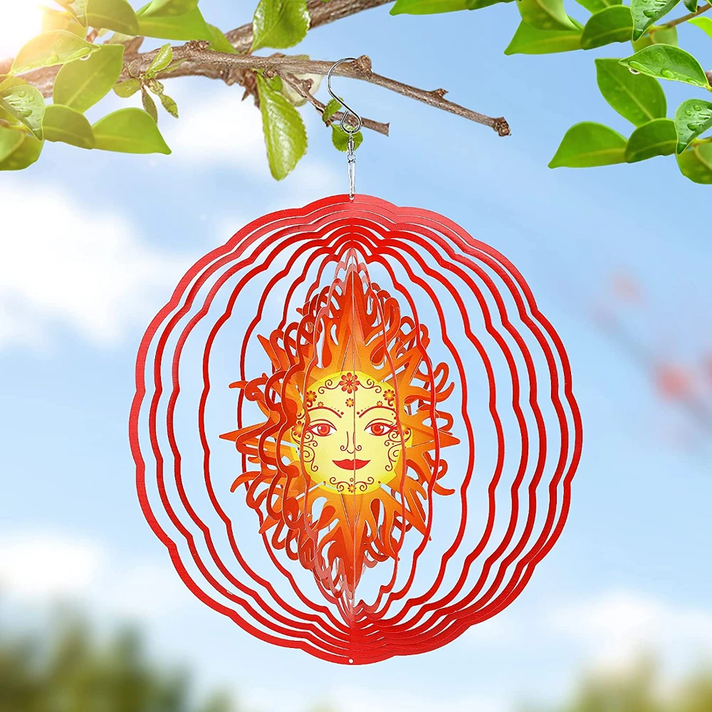 

Wind Spinner 10-inch 3D Stainless Steel Wind Spinner with Colorful Sun Goddess Pattern and 360° Rotating Hook Wind Spinners