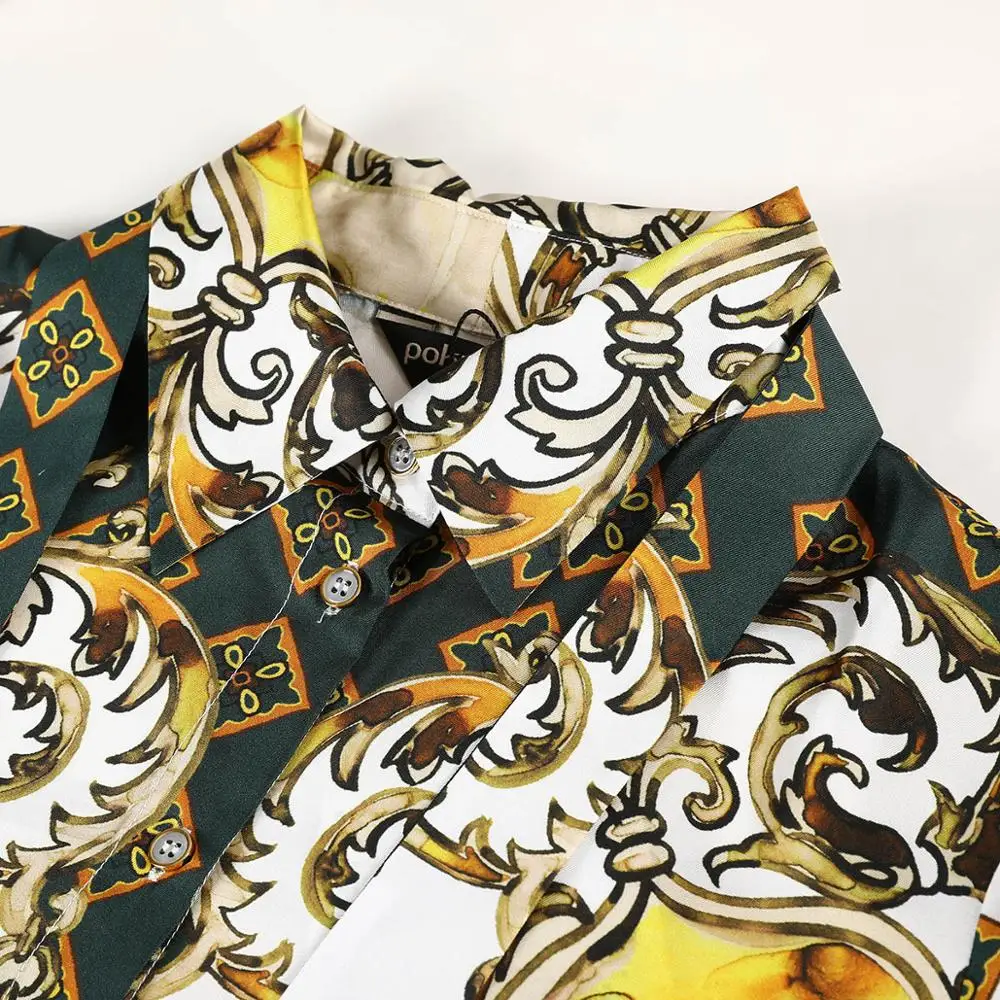 

POKWAI women's long sleeve casual silk blouses summer shirts TOPS