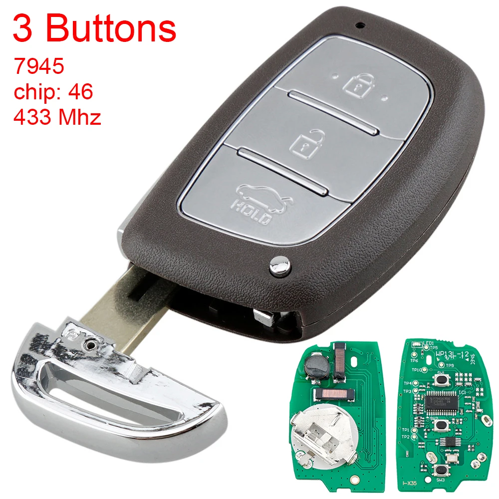 

433MHz Keyless Smart Remote Car Key Fob with PCF7945A ID46 CHIP for Hyundai Tucson 2014 2015 2016 Hyundai IX35 2013 2015 2014