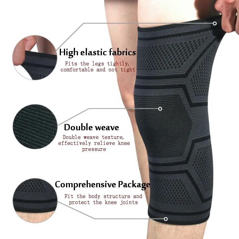 

2PCS New Silicone Non-Slip Sports Knee Pads Outdoor Climbing Running Basketball Fitness Breathable Knitted Kneelet