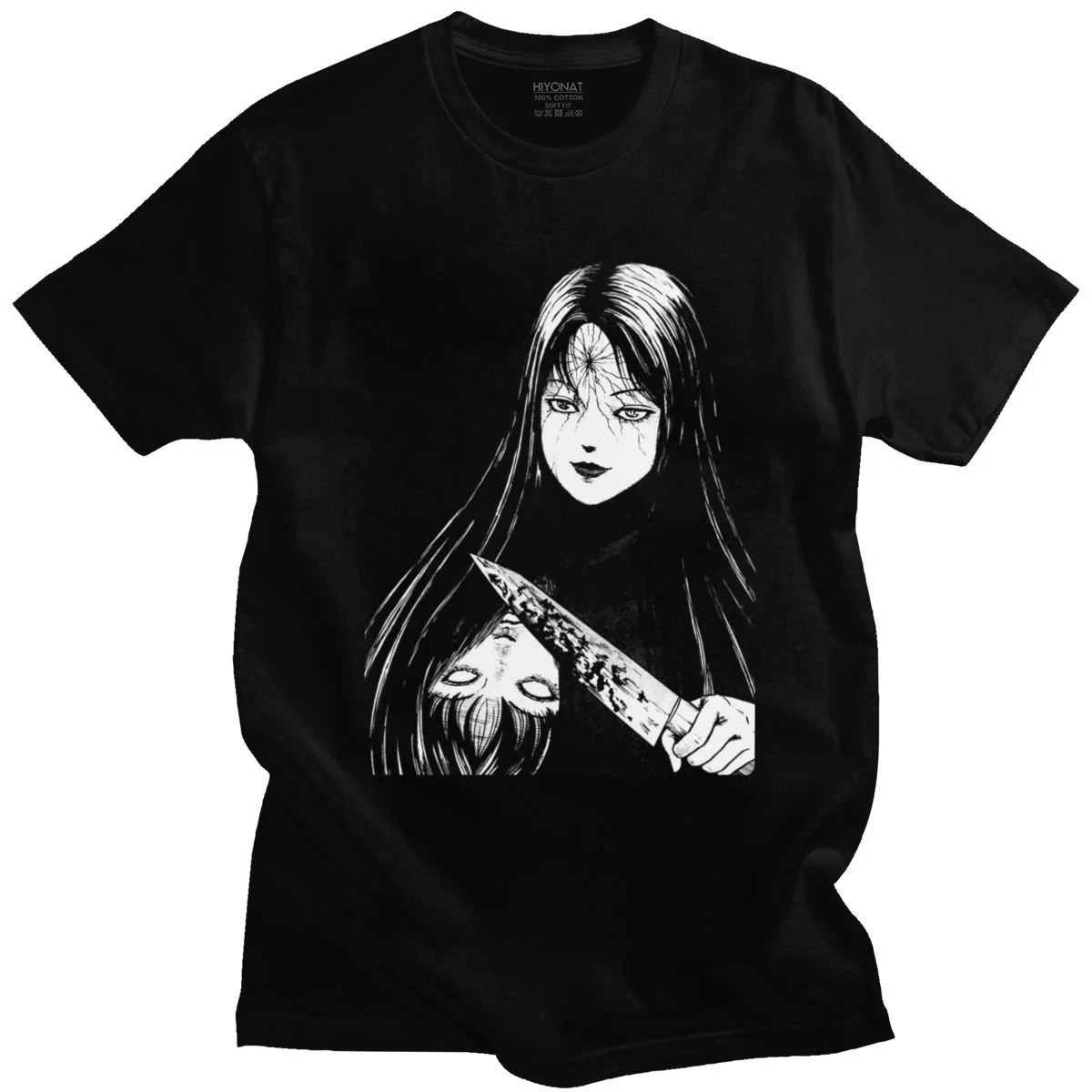 

Junji Ito Men T Shirt Tomie Japanese Kago Manga Horror Tomie Harajuku Crazy Tshirt Short Sleeve T-Shirts Cotton EU Size Tee Tops