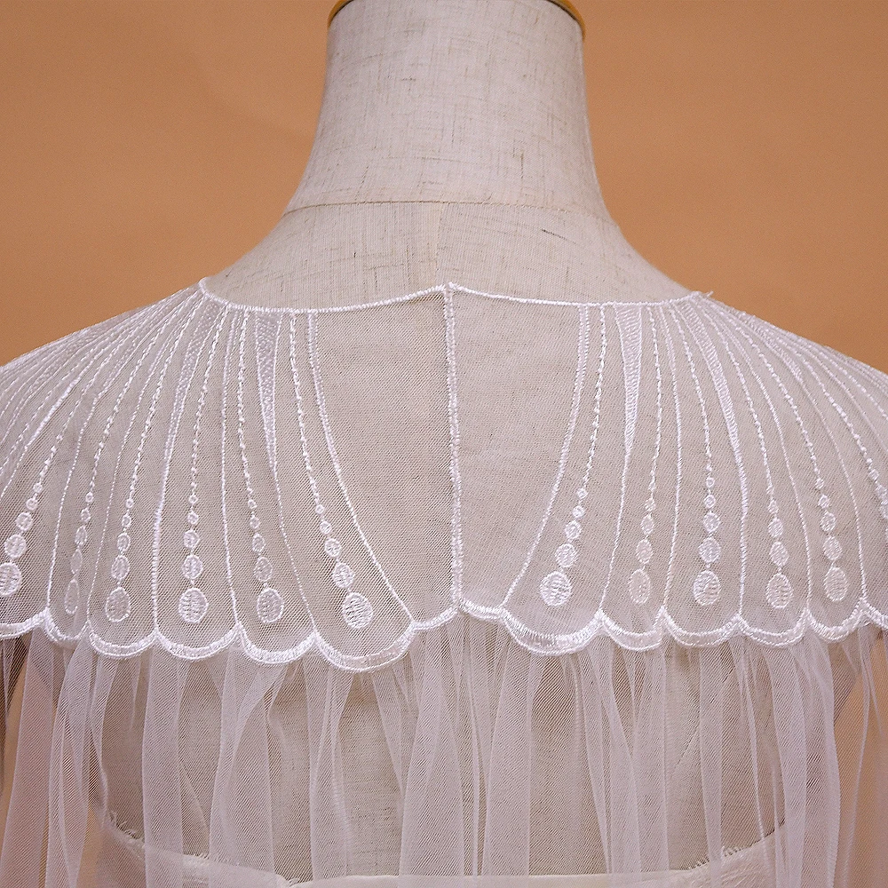 

TRiXY G24 White Lace Shawls Women Cape Veil Lace Organza Flower Long Wedding Capes Bridal Wraps 3M Long Train Shawls Cloak