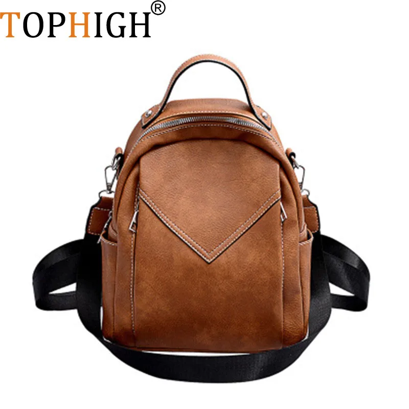 

TOPHIGH Solid Color Retro Backpacks For Women 2021 Fashion Female Newly Backpack Lady Back Pack For School Teenagers Girls