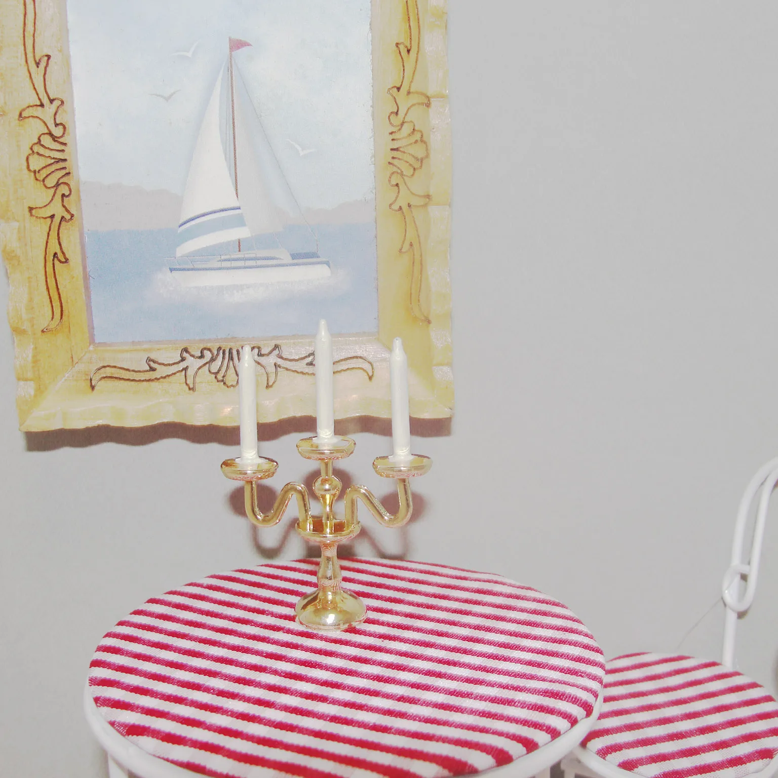 

Miniature Candle Holder Dollhouse Furniture Golden Candle Holder Miniature Candlesticks Lamp Toy European Three Candle Style