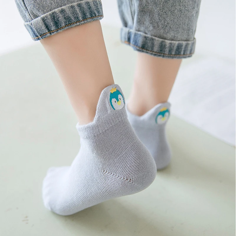 

5PCS Cartoon Embroidered Children's Unisex Socks Organic Cotton Boys And Girls Socks Spring And Summer Breathable Socks