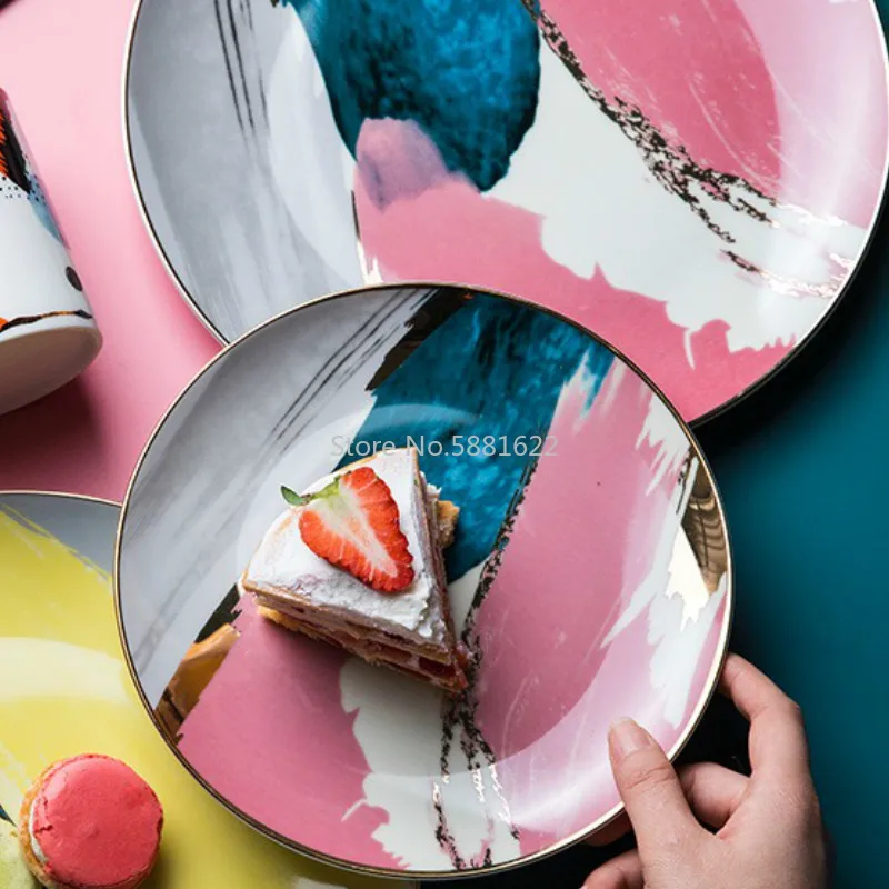 

Steak Plate Nordic Creative Tableware Ceramic Western Plate Breakfast Plate Plate Set Combination Dinner Plate Home