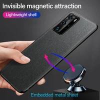 Ultra-thin Cloth Texture Magnetic Holder Phone Case For Huawei P40 P30 P20 P10 Lite Mate Pro Luxuy Silicone Fabric Cover