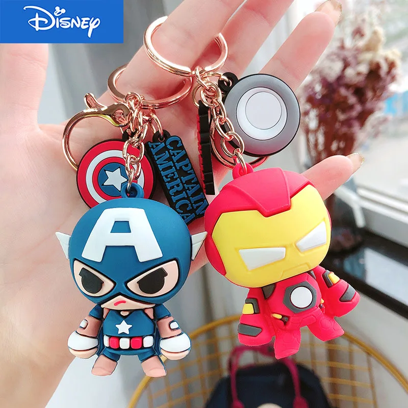 

Disney Marvel Avengers Keychain Cartoon Iron Man Thor Hulk Captain America Car Key Chain Kids Bag Pendant Keyring Friends Gift