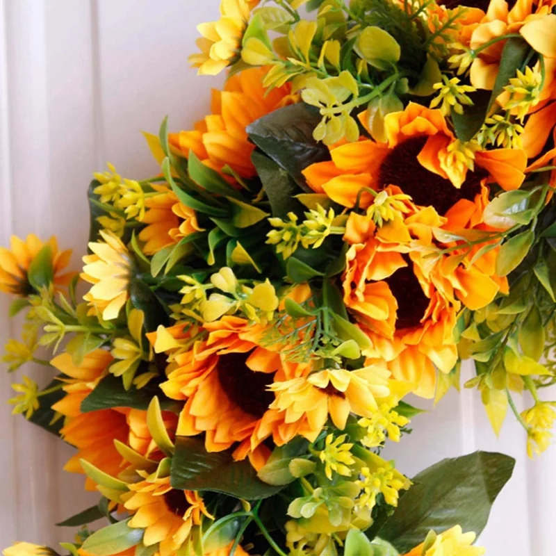 20 дюймовый Большой Фотофон для передней двери с зелеными листьями дверной венок