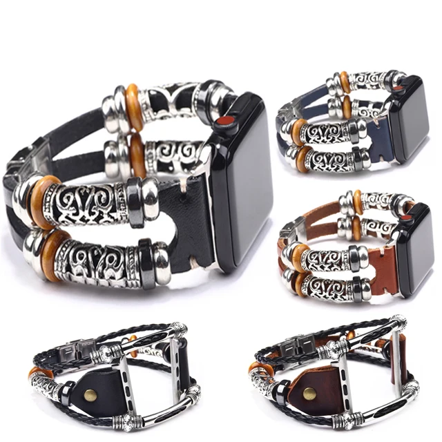 

DIY Vintage braided strap for Apple Watch Series 5 4 3 2 handmade genuine leather strap ,for 40 mm 42mm 44 mm iphone watch band