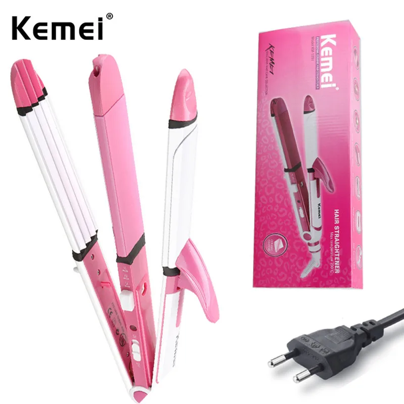 

Hair curler temperature adjustment tourmaline ion flat iron widened ceramic heating plate DIY design salon styling tool KM-1291