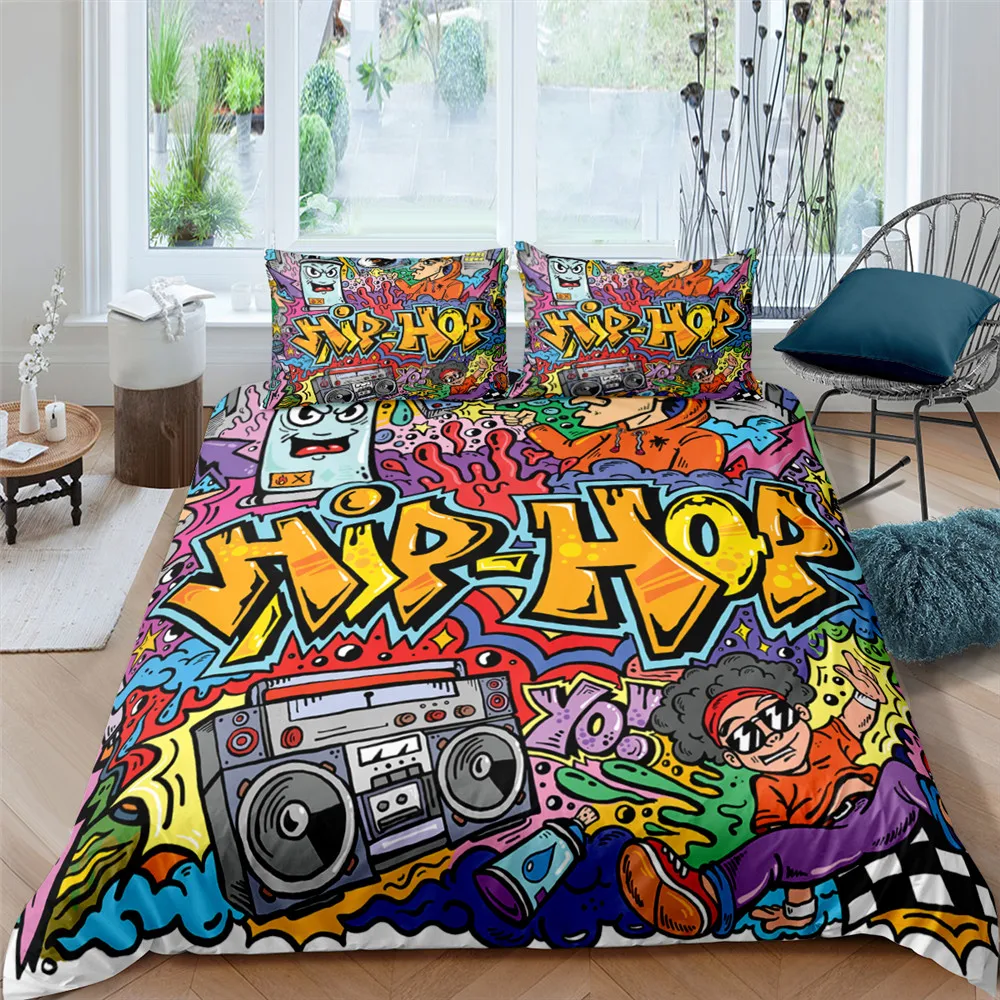 

Duvet Cover Cartoons Graffiti Bedding Sets 2/3 PCS Quilt Cover With Pillowcase Luxury Home Textiles Comforter Cover Sets