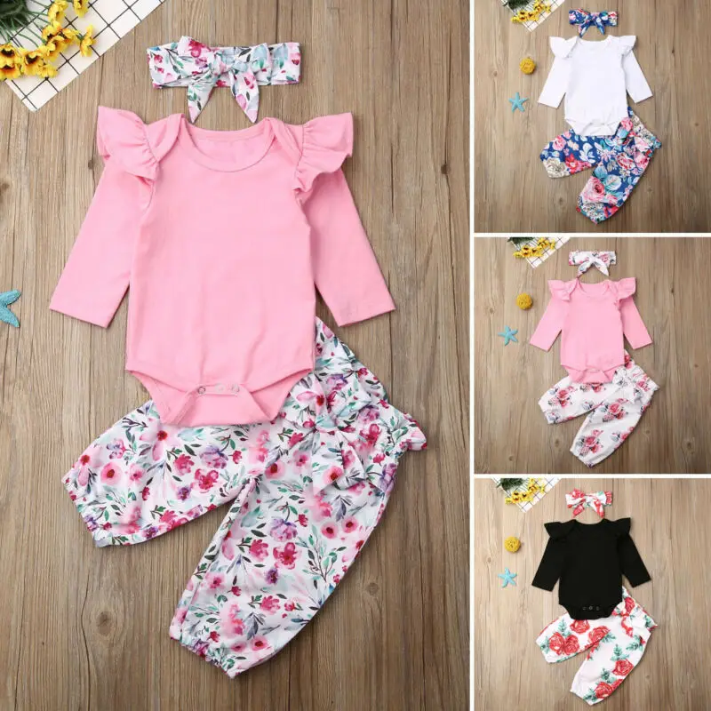 3 шт. комплект одежды для новорожденных девочек Pudcoco боди с длинным рукавом