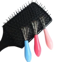 comb hair brush cleaner plastic metal cleaning remover embedded tool remover handle tangle hair comb accessories random color