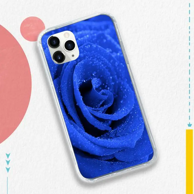 

Blue rose art flower pattern Phone Case for iPhone 11 12 mini pro XS MAX 8 7 6 6S Plus X 5S SE 2020 XR