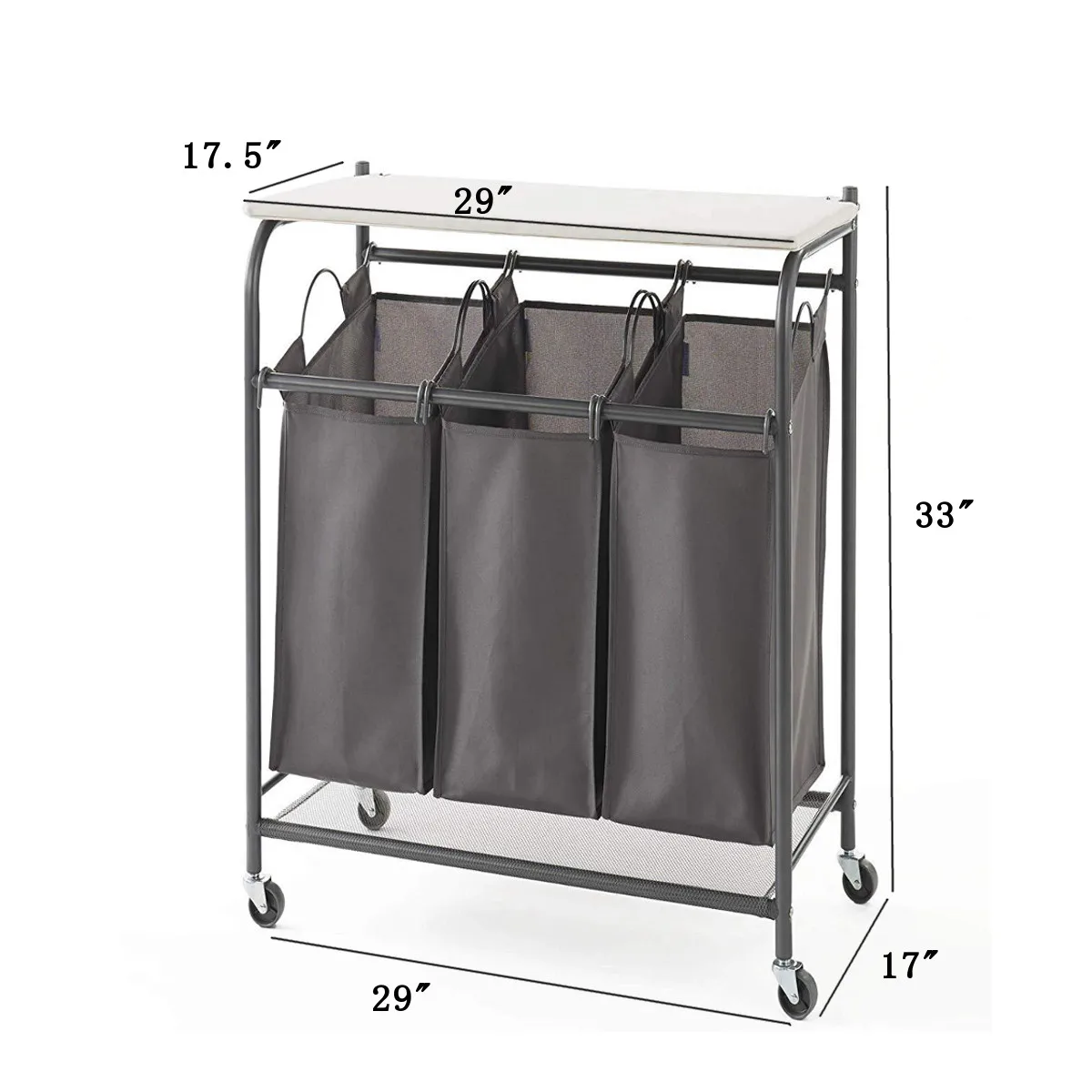 

Dirty Clothes Storage Basket Three Grid Organizer Basket Large Laundry Hamper Waterproof Home Laundry Basket with Ironing Board