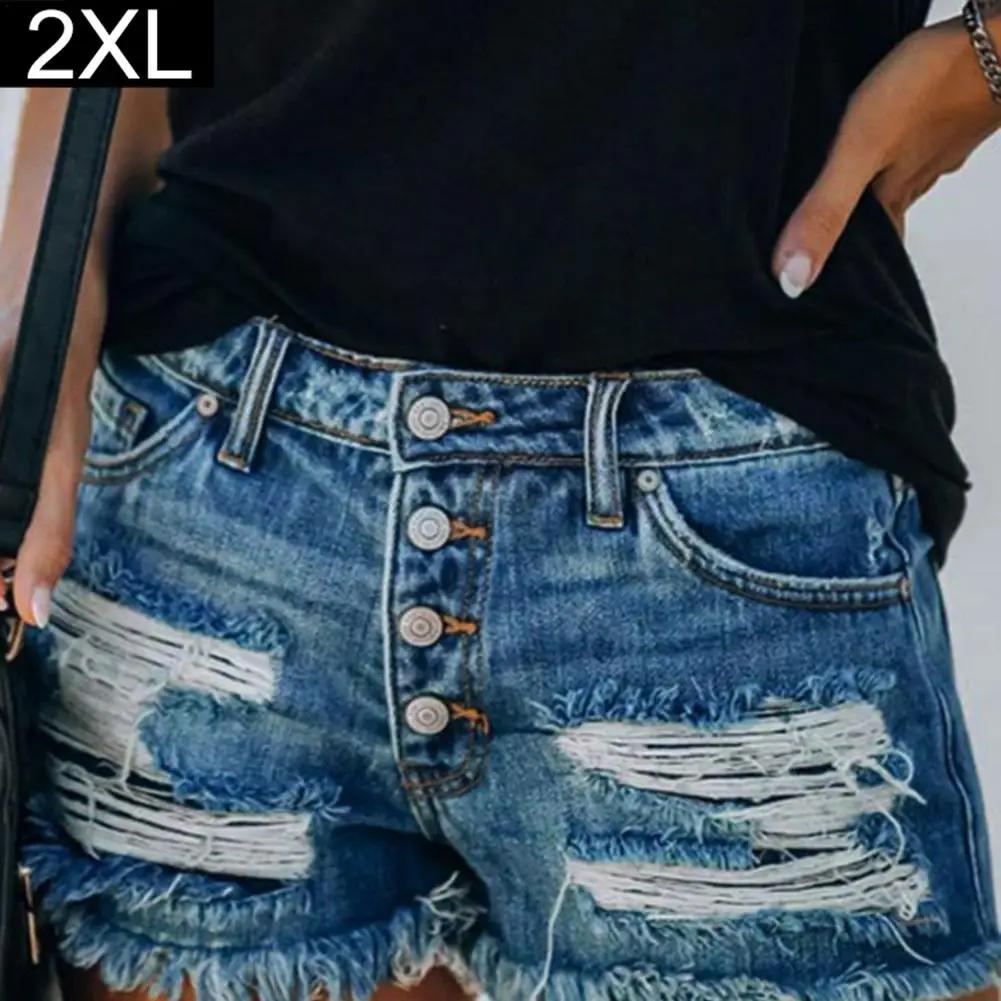 

Female Fashion Casual Summer Cool Women Denim Booty Shorts High Waists Print Ripped Plus Size Sexy Short Jeans