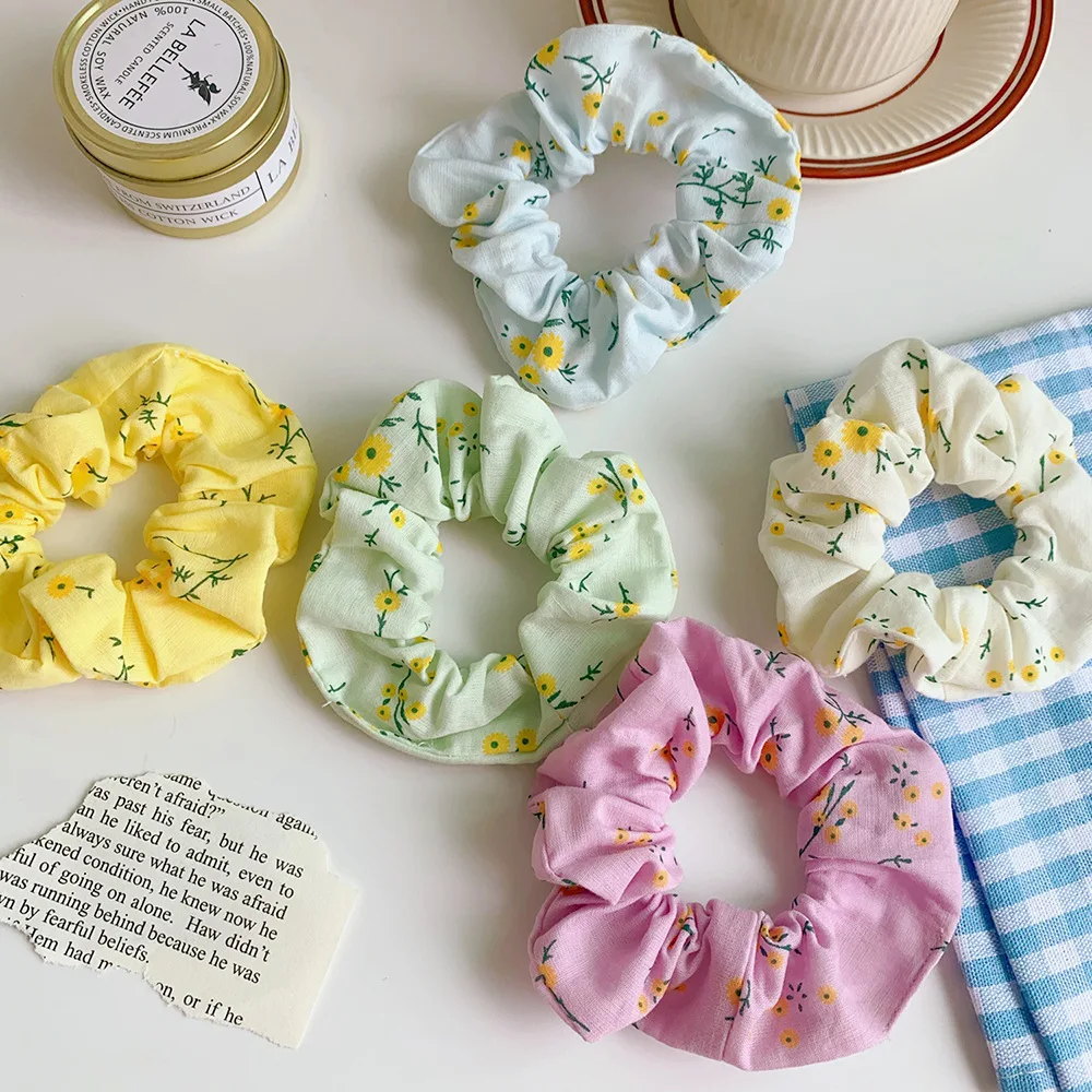 Scrunchies эластичная повязка на голову с цветочным принтом для волос женщин