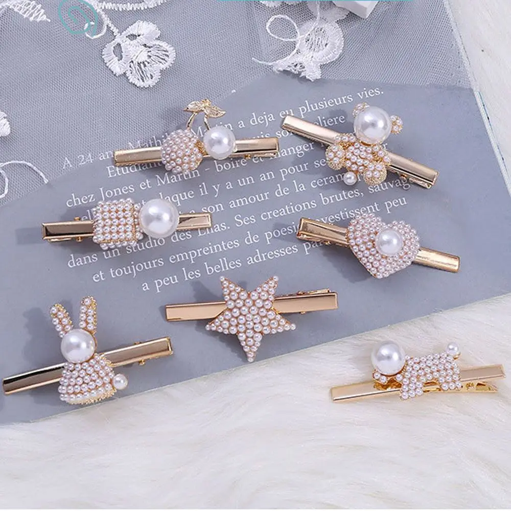 Модные имитация шпильки с жемчугом милый Вишневый любимый кролик медведь