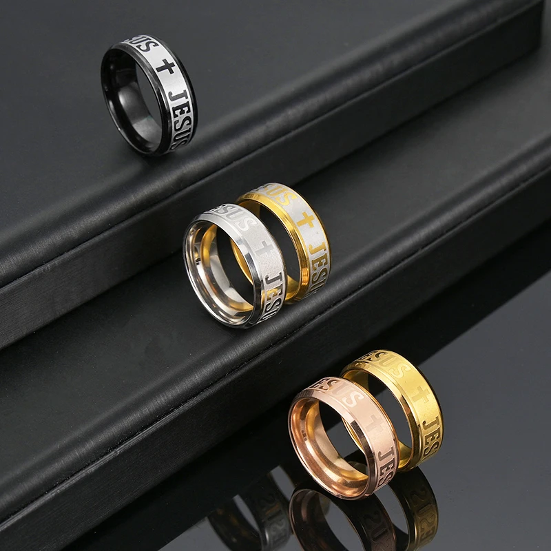 Letdiffery Christian 5 Colors Stainless Steel JESUS Cross Ring For Men Women Rings Birthday Gift | Украшения и аксессуары