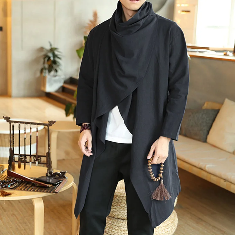 Men's Cloak Hipster Gothic Hooded Cape Poncho Punk Coat Tops Long Cardigan | Мужская одежда