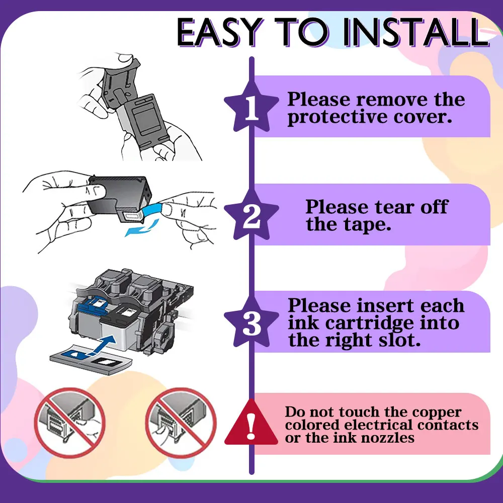Чернильный картридж Printjoy для принтера HP 302 XL Deskjet 4511 4512 4513 4516 2131 2132 2134 2136 1-4 шт. |