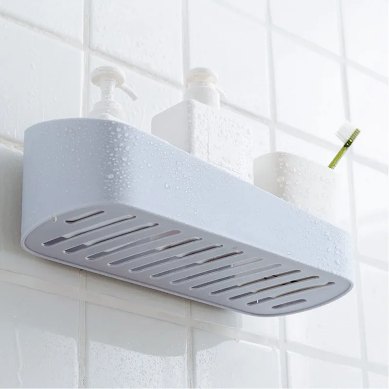 

Strong Paste Wall Hanging Plastic Storage Rack Geometric Shape Bathroom Shelf