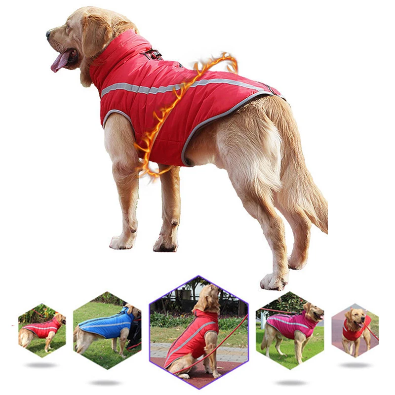 Зимняя теплая одежда для домашних животных пальто светящийся воротник