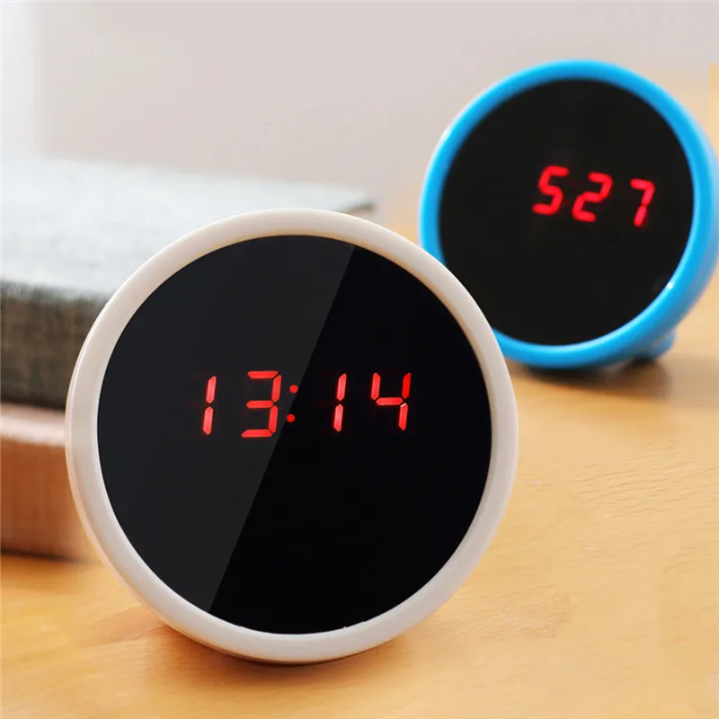 Зеркальный будильник с ночной Светильник светодиодный цифровой часы календарем