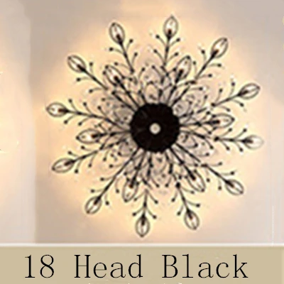 18 Head Black Скандинавский современный Lron светодиодный роскошный светильник-люстра, лампа для чердака, гостиной, спальни, дома, зала, столовой, Deco, Черное золото, G9, птица - Цвет абажура: 18 Head Black