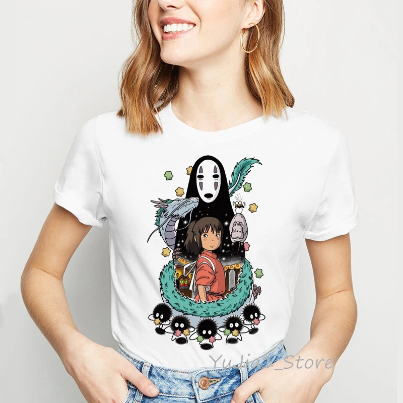 Футболка totoro Spirit Away Женская рубашка в стиле японского мультфильма аниме Миядзаки