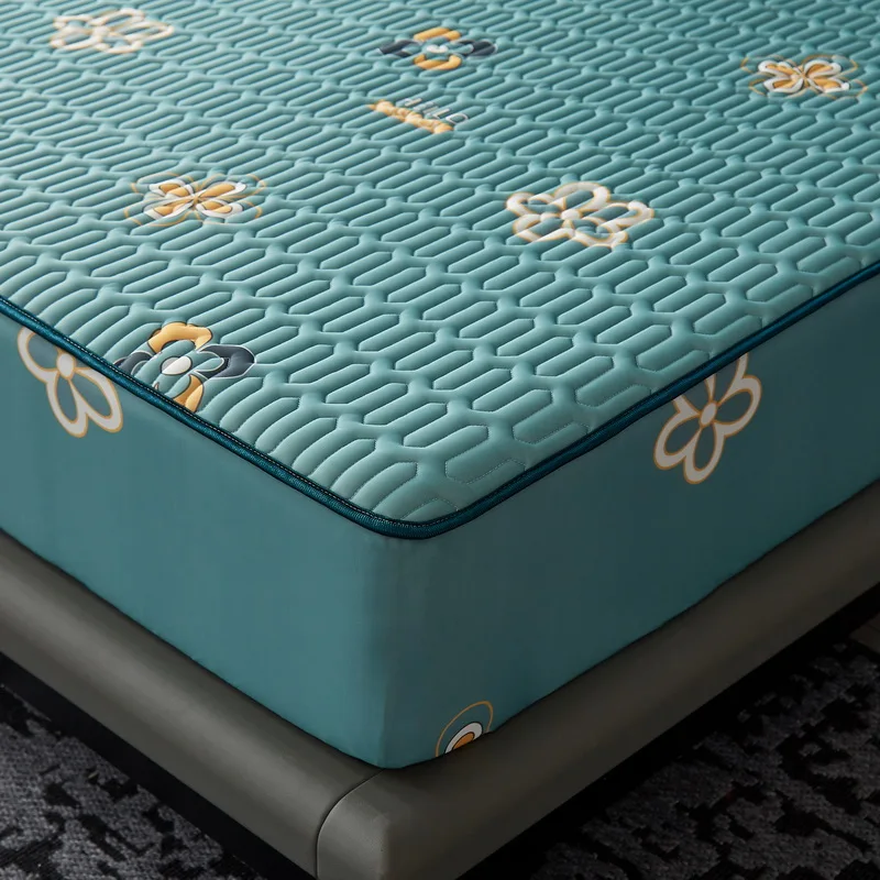 

Kuup Latex Fitted Sheet Printing Foldable Cooling Summer Sleeping Mat Queen Size Lovely Mattress Protector Sheet Cool Bed Cover