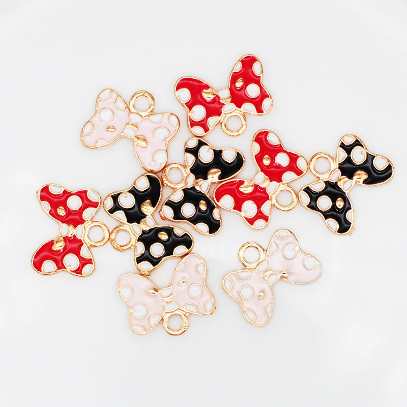 

10 PC Enamel Bow Charms Mixed Color Artificial Bowknot Pendants Jewelry Earring Bracelet Making Accessory Decorate
