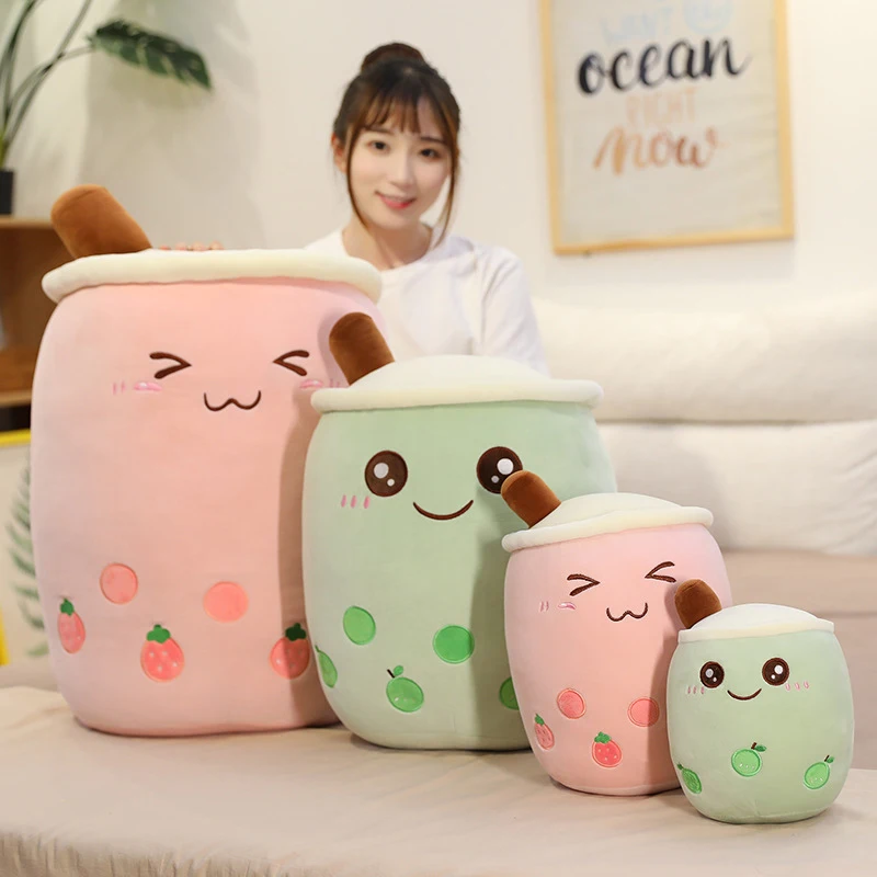 

24CM Children Girl Simulation Milk Tea Cup Pillow Plush Toy Doll Cushion Cute Fruit Bubble Tea Cup Shaped Stuffed Toys Gift