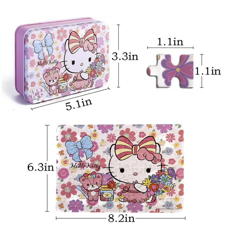 Пазлы hello kitty, 60 деталей, блестящие головоломки для детей, Обучающие Развивающие головоломки, игрушки