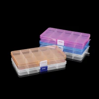 15 grid rectangle transparent plastic storage jewelry box compartment adjustable container for beads accessories collection case