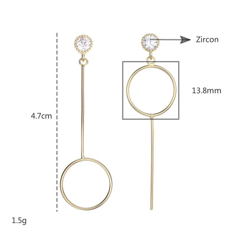 

Asymmetry Circle 18k Gold Real 925 Sterling Silver Drop Earrings For Women Fine Cubic Zirconia Earings Fashion Jewelry Flyleaf