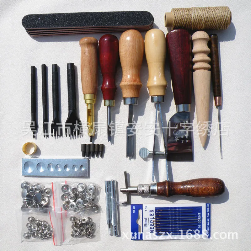 

Leather Craft Tools Set Hole Punching Leather Tool Stamping skiving kit Belt Splitter DIY Hand Sewing Carving Knife Leatherwork