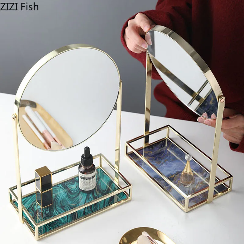 Северный Агат текстура металла косметическое зеркало для домашнего хранения