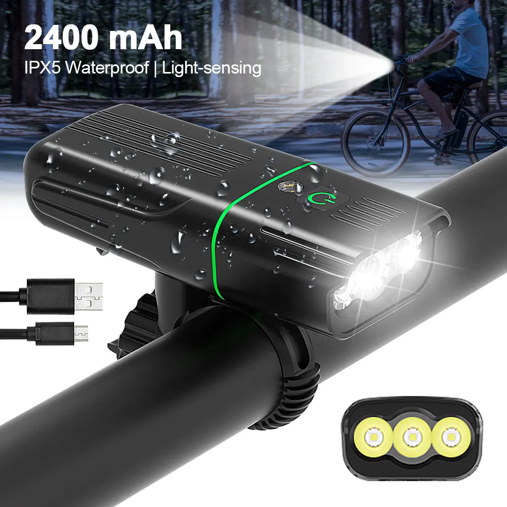 

Водонепроницаемый Передний фонарь для велосипеда 3 * T6 светодиодный умный фонарь с датчиком велосипедный фонарь с USB зарядкой встроенный ак...