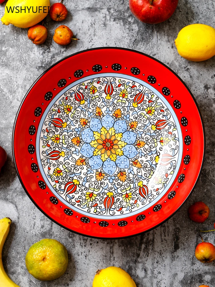 Цветочная композиция ручная роспись ветер цветок керамическая тарелка Западная