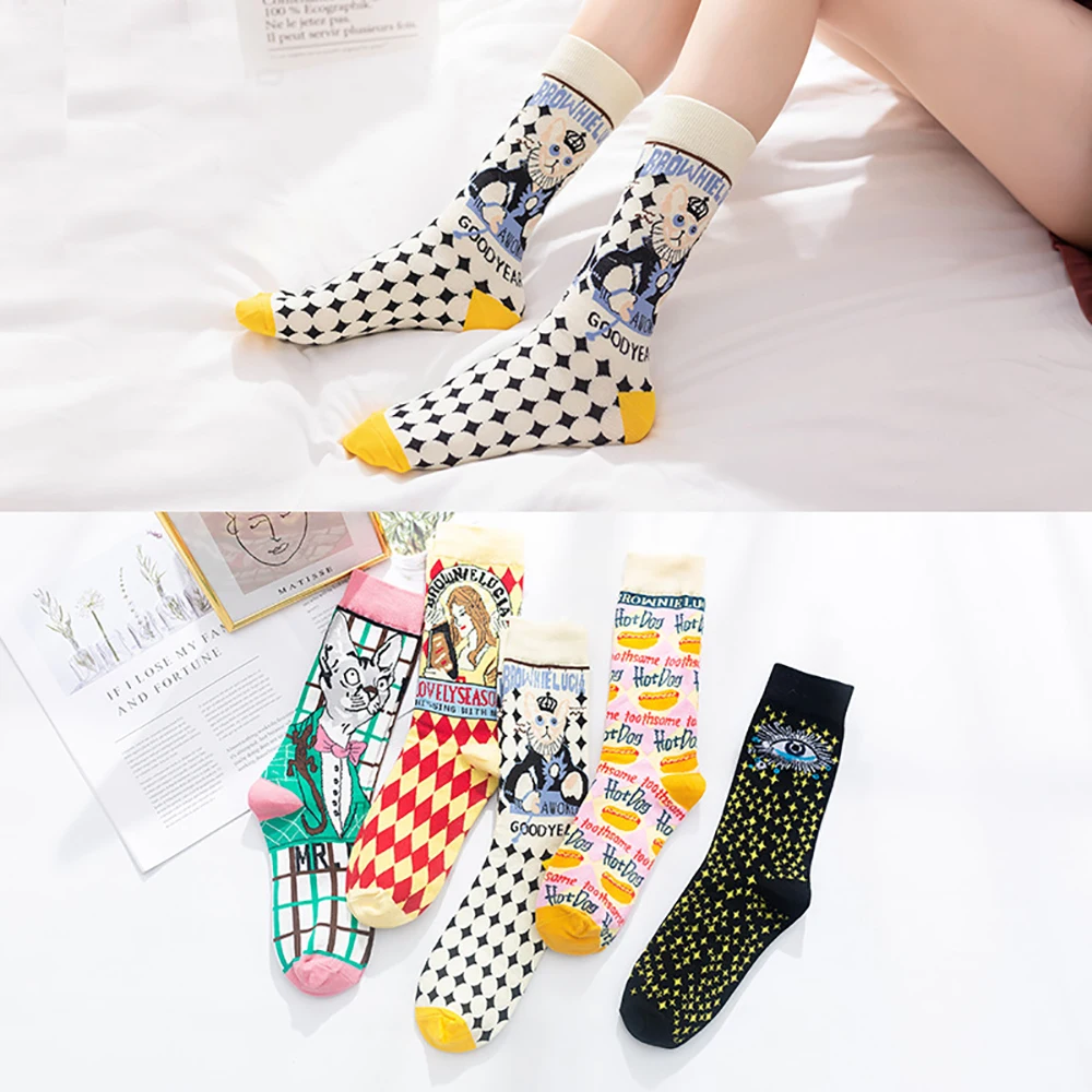

Japanese New Trendy Socks Lolita Middle Tube Women's Socks Sweet and Cute Cat Cartoon Cotton Thick High Tube Socks Wholesale