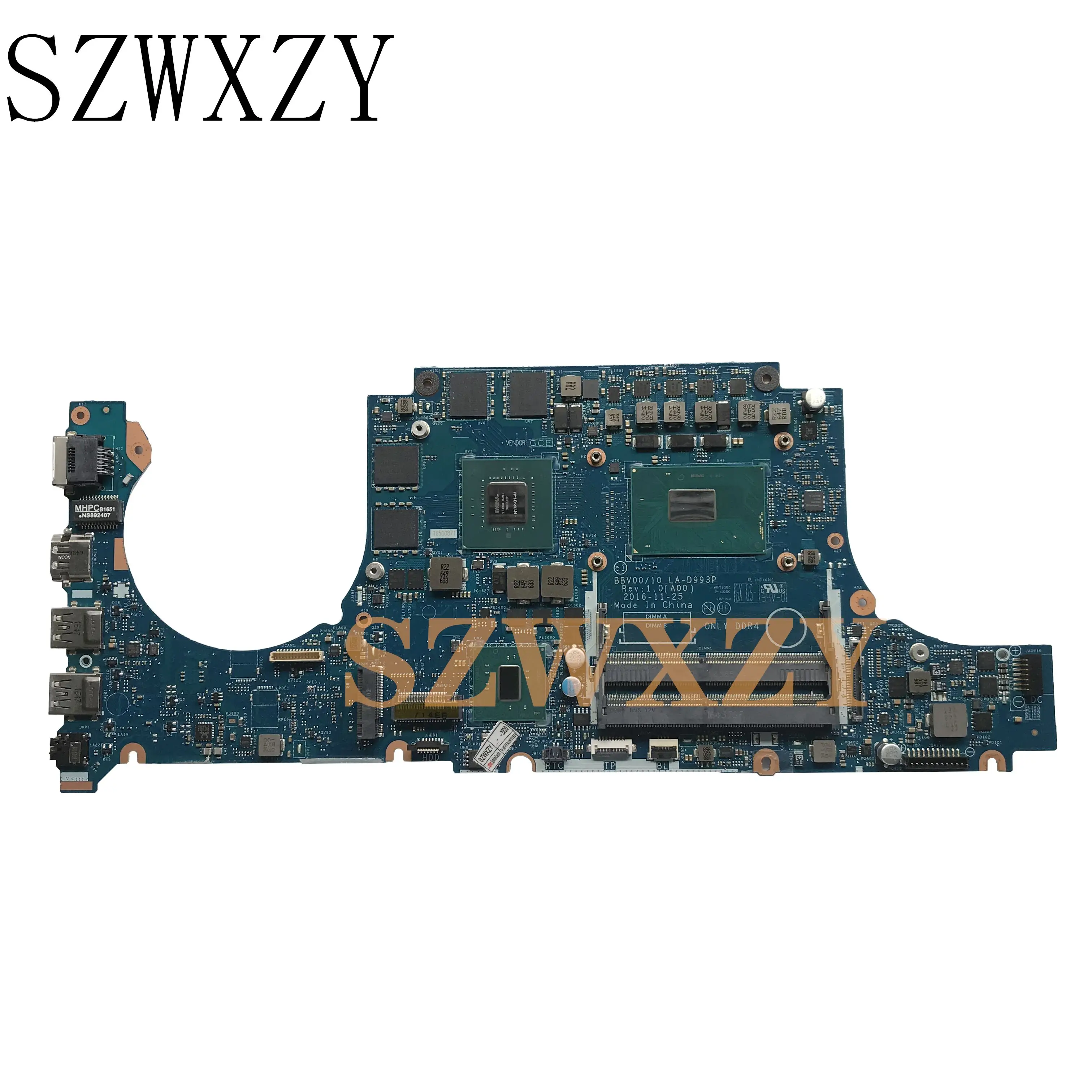 SZWXZY для Dell Inspiron 15 7567 материнская плата портативного компьютера с SR32Q I7 7700HQ GTX1050M 4G CN