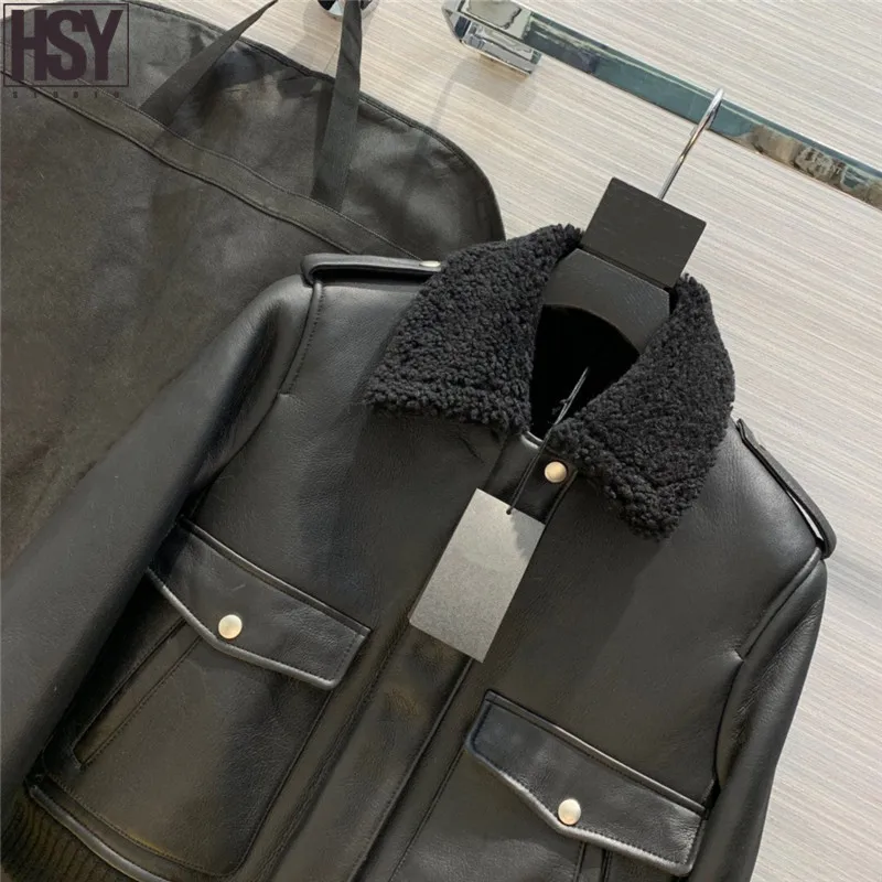 【HSY】2019 Осень Зима Новое Женское пальто темперамент лацкан Турция овчина мех